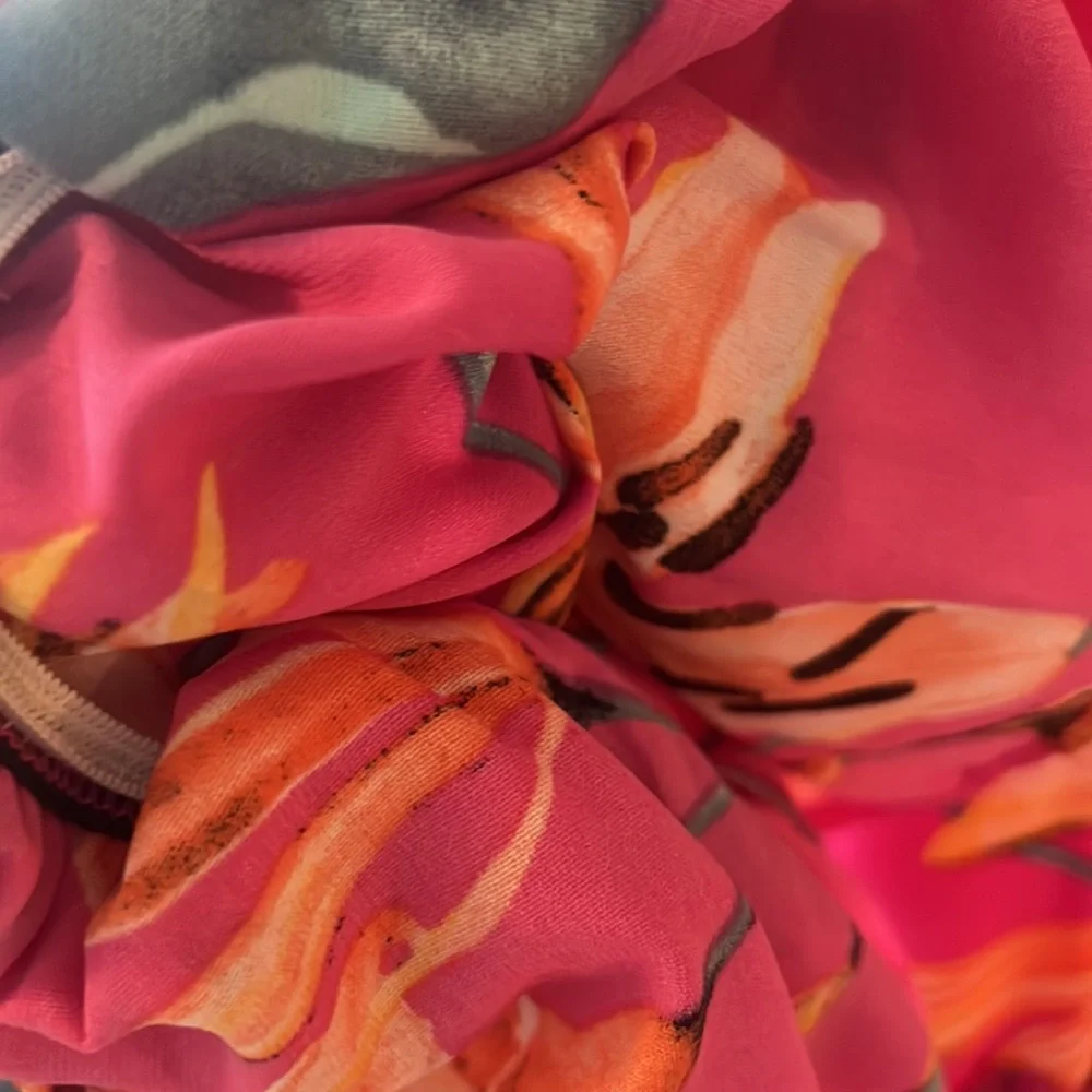 Peach Love California pink floral drop waist mini dress SZ L indie boho ruffle - Picture 8 of 13